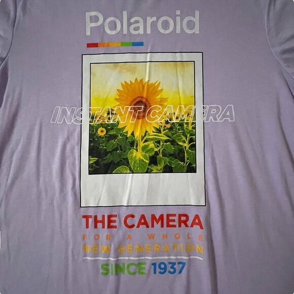 Polaroid ~ Lavender Sunflower Tshirt ~ rounded hem ~ size XXL - Picture 2 of 5